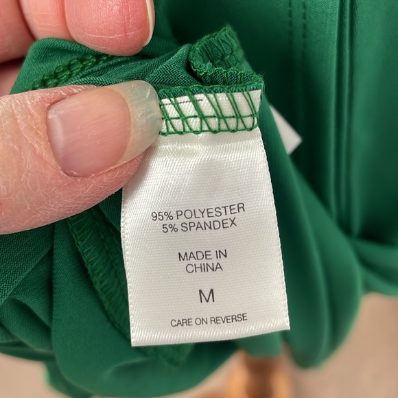 NWT. New York & Company Green Faux Wrap Dress w/Cascading Side - Size Medium - Picture 14 of 17